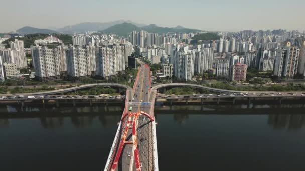 Vista Aérea Ponte Seogang Que Liga Centro Seul Coreia Imagens — Vídeo de Stock