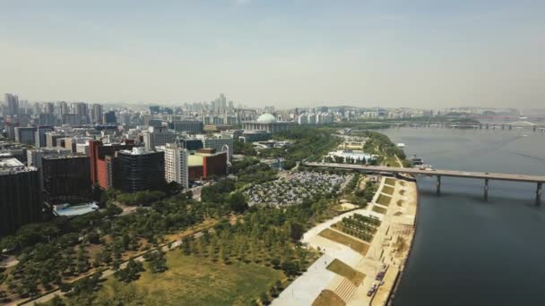 Вид Воздуха Парк Ёидо Сеул Южная Корея Высококачественные Кадры — стоковое видео