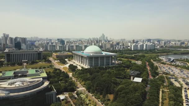 Vista Aérea Del Edificio Asamblea Nacional Seúl Corea Del Sur — Vídeos de Stock
