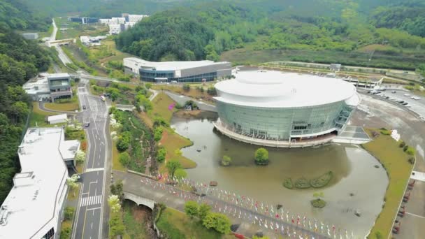 Vista Aérea Parque Muju Taekwondowon Coreia Sul Imagens Alta Qualidade — Vídeo de Stock
