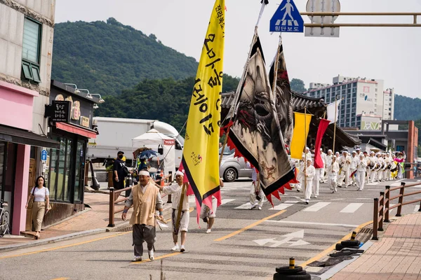 Jonju Korea 2023年8月19日 韩国民间传统游行 高质量的照片 图库照片