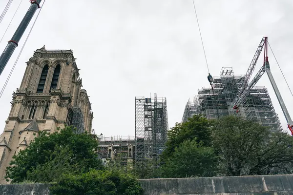 stock image Notre-Dame de Paris Cathedral under reconstruction after a fire. France. High quality photo