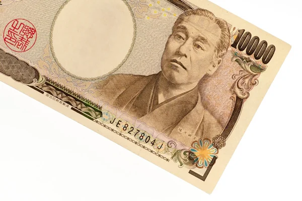 Vista Frontal Del Billete 10000 Yenes Primer Plano Aislado Sobre —  Fotos de Stock