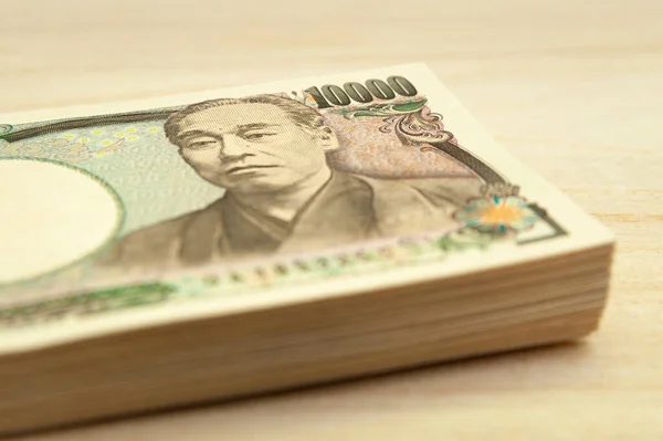 Tienduizend Yen 000 Yen Bankbiljetten Gestapeld Japans Geld Papiergeld Geïsoleerd — Stockfoto
