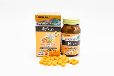 Fuji-shi, Shizuoka-ken, Japonya - 24 Ağustos 2024: Meiji Pharmaceutical Co., Ltd. 'den Sağlıklı Kirari Sonbahar 60 tableti..