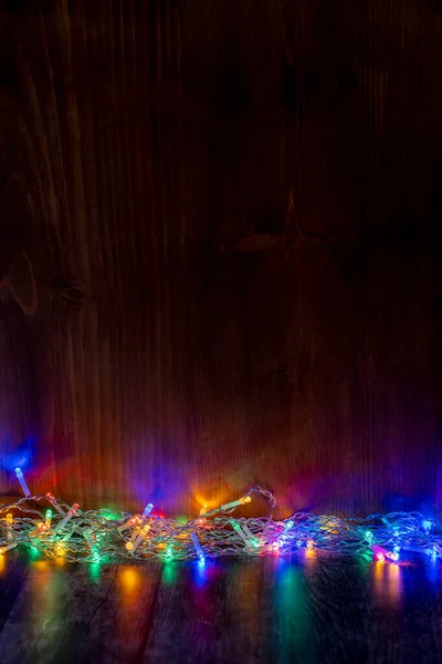 Різдвяний Фон Вогнями Вільним Текстовим Простором Різдвяні Вогні Кордону — стокове фото