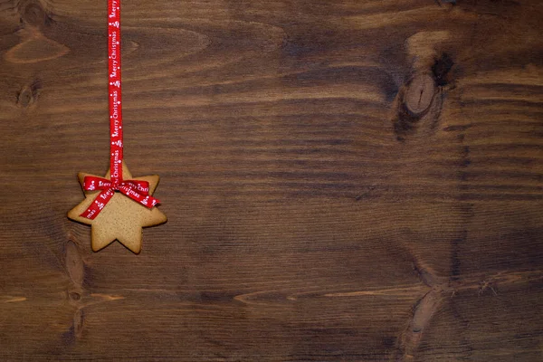 Leckere Hausgemachte Weihnachtskekse Auf Holzuntergrund Kopierraum — Stockfoto