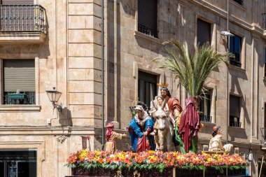 Holy Week procession La Borriquita, on Palm Sunday in Salamanca, Spain. clipart