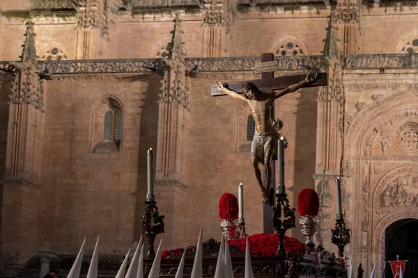 Procissão Quinta Feira Santa Cristo Agonia Redentora Salamanca Espanha — Fotografia de Stock