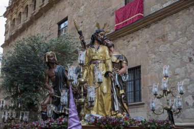 İspanya, Salamanca 'nın ızdırabının Kutsal İsa' nın Nasıralı Kardeşliği Seraphic Kardeşliği 'nin geçit töreni.