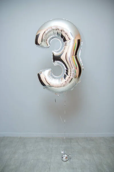 Silver Number Foil Balloon — Stock Photo, Image