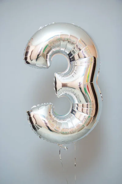 Silver Number Foil Balloon — Stock Photo, Image