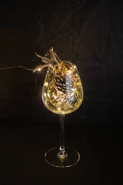 stock image two glasses of champagne on a black background