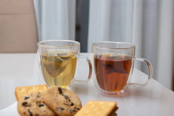 Чашка Чая Печеньем — стоковое фото
