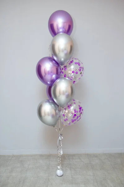 Набір Фіолетових Кульок Фоні Стіни — стокове фото