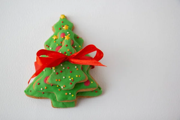 Perník Vánoční Stromky Dřevěných Saních — Stock fotografie