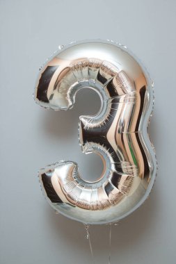 foil balloon number three silver color