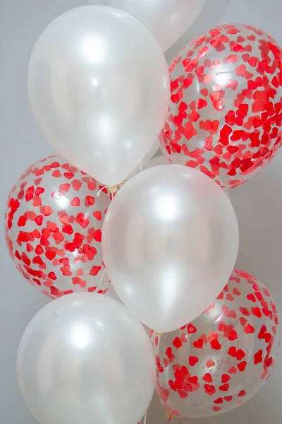 balloons for woman, set of red and white balloons. The inscription on the ball: \