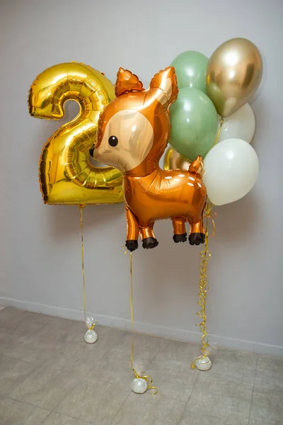 Balões Dourados Veados Número Dourado — Fotografia de Stock
