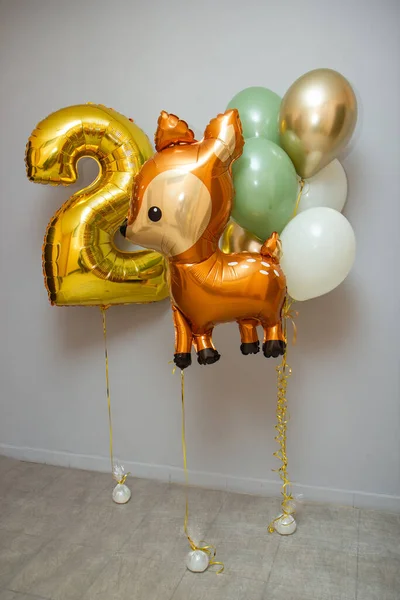 Golden Balloons Deer Golden Number — Stock Photo, Image