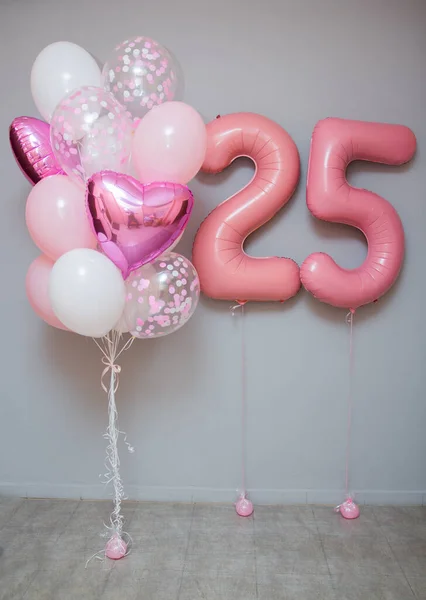 Roze Ballonnen Met Helium Aantal Ballonnen Voor Verjaardag — Stockfoto