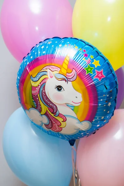 Einhorn Luftballons Für Mädchen Einhorn Urlaub — Stockfoto