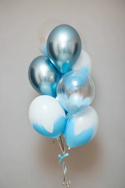 Blue Chrome Balloons Room — Stock Photo, Image