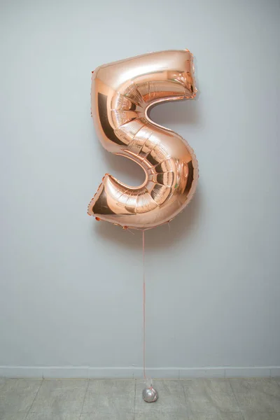 Gouden Ballon Cijfer Nummer Jaar Verjaardag — Stockfoto