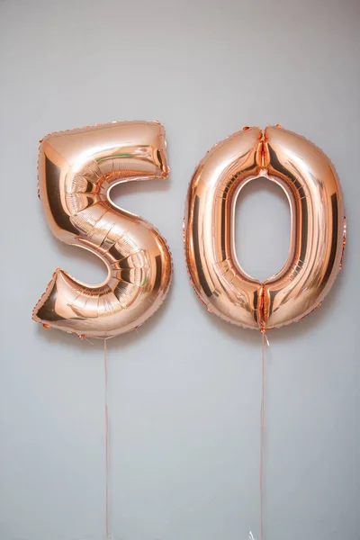 Anos Números Balões Ouro Número Aniversário Anos — Fotografia de Stock