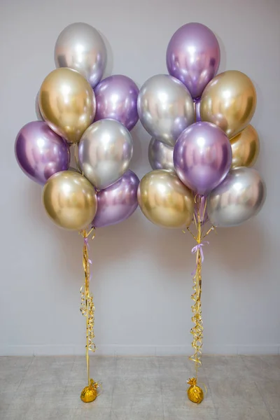 chrome balloons in the birthday room