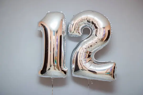 Ασημί Αριθμό Μπαλόνια Φύλλο — Φωτογραφία Αρχείου