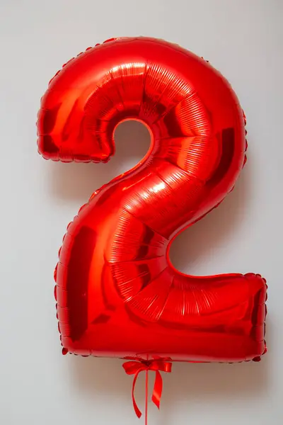 red number 2, number 2 foil balloon with helium