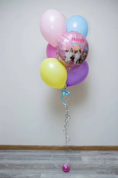 colorful balloons with helium, balloon with kittens