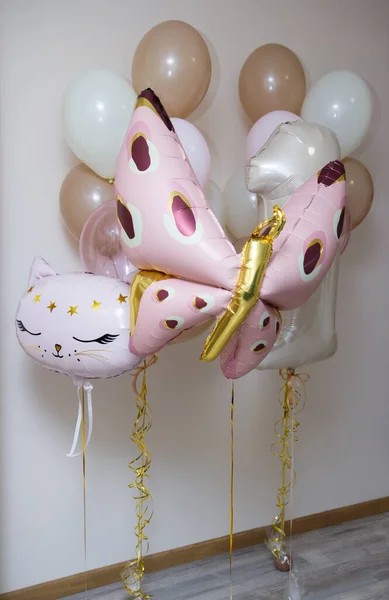 pink balloons, pink butterfly helium balloon