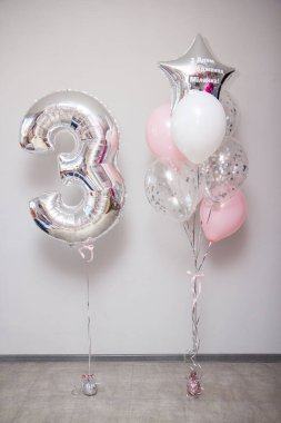 Kızlar için gümüş balon seti, helyumlu folyo.