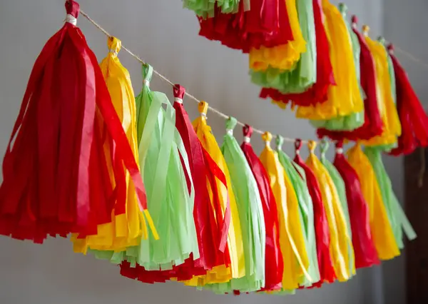 stock image bright paper tassel garland for holiday decor