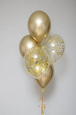 Altın krom helyum balonları ve konfeti balonları