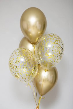 Altın krom helyum balonları ve konfeti balonları