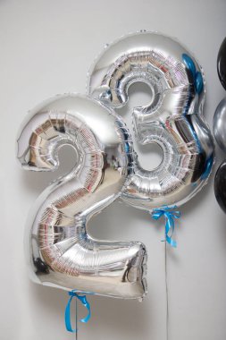 silver numbers 23 helium balloons clipart