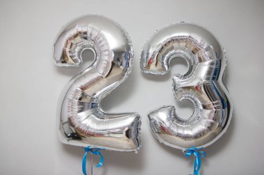 silver numbers 23 helium balloons clipart