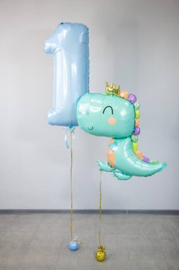 Mavi folyo 1 numaralı balon, lateks helyum balonları.