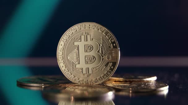 Konsep Pasar Perdagangan Cryptocurrency Bitcoin Latar Belakang Dengan Bagan Digital — Stok Video