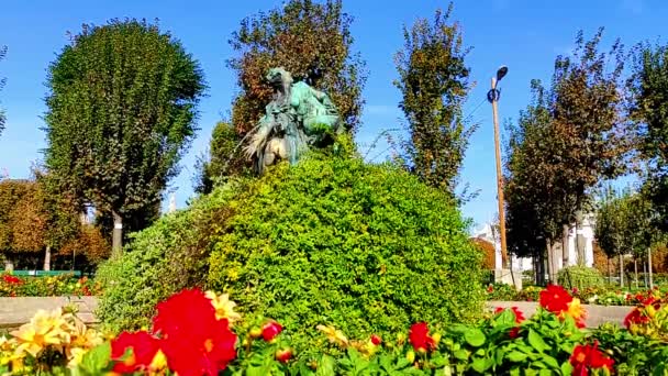 Wiedeń Austria Października 2023 Peoples Garten Fountain Volksgartenbrunnen Słoneczny Jesienny — Wideo stockowe