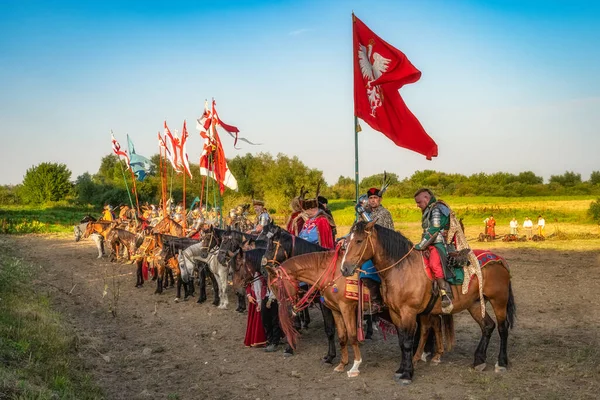 Gniew Polônia Agosto 2020 Hussardos Poloneses Cavalaria Pesada Apresentando Suas — Fotografia de Stock