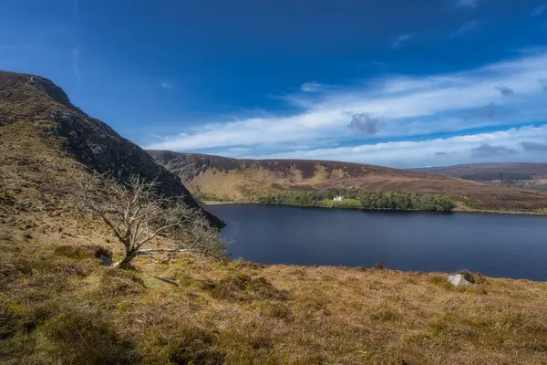 Berrak Bray göl manzarası, bereketli kayan tepeler ve canlı yeşillikler tarafından zarif çerçevelenmiş doğa severler ve açık hava hayranları Wicklow, İrlanda için ideal bir yer haline getirilmiştir.