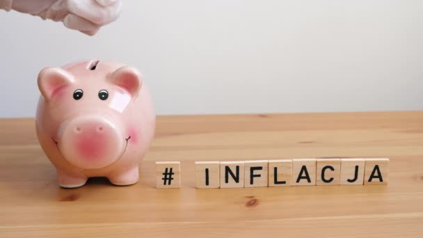 Inflation Word Polish Language Checking State Savings Inflation Concept — Stockvideo