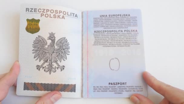 旅行前の新しいポーランドパスポートの確認 — ストック動画