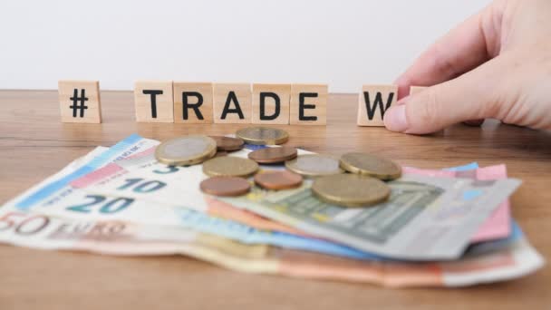 Worthülsen Für Handelskriege Konzept Für Handelskriege Euro Währung — Stockvideo