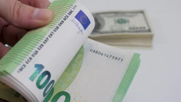 Contando Pilha Moeda Europeia Dinheiro Euros — Vídeo de Stock