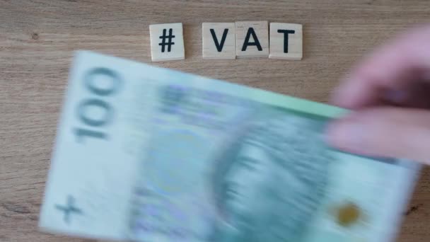 Vat Polish Tax Goods Services Paying Vat Polish Currency — Stock video